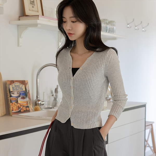 slender Corduroy Patterns Open-Neck Cardigan