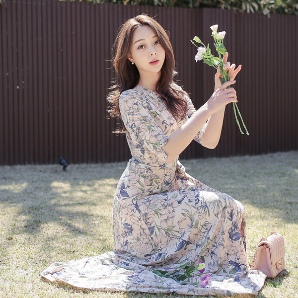 Robelia Shirring Wrap Maxi Dress