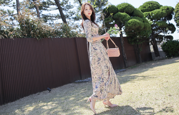 Robelia Shirring Wrap Maxi Dress