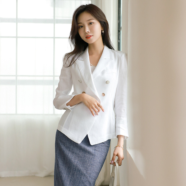 Matte Silver Point Slim Fit Linen Jacket