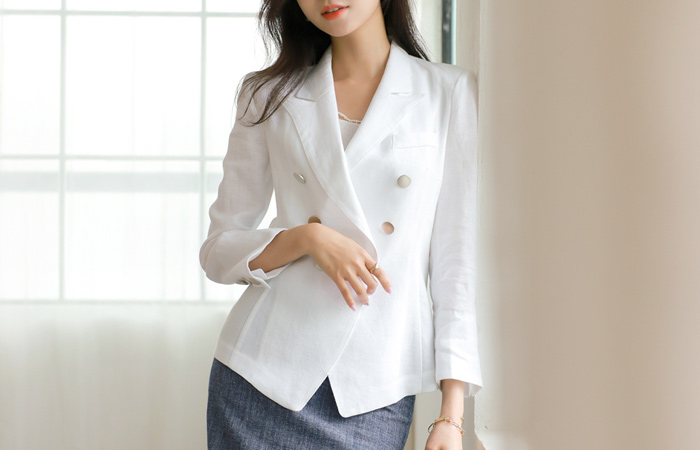 Matte Silver Point Slim Fit Linen Jacket