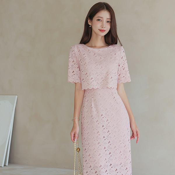 Romantic Two-piece layered Lace Dress