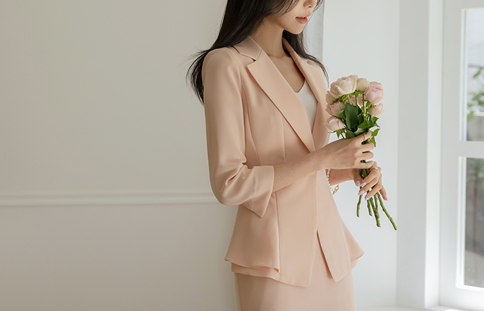 핏보장 Slim Line Set-up Peplum Jacket (Summer)