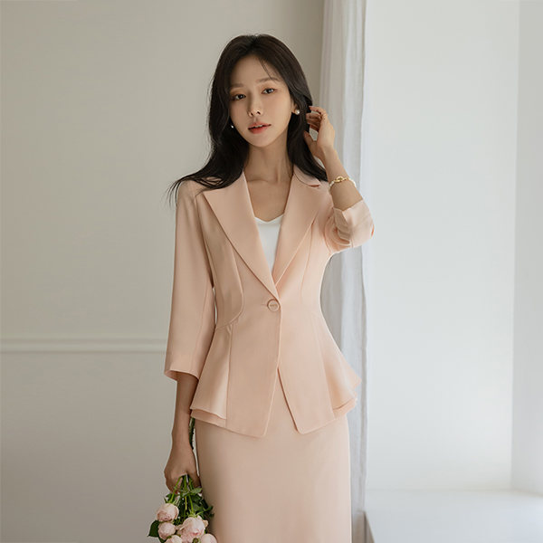 핏보장 Slim Line Set-up Peplum Jacket (Summer)