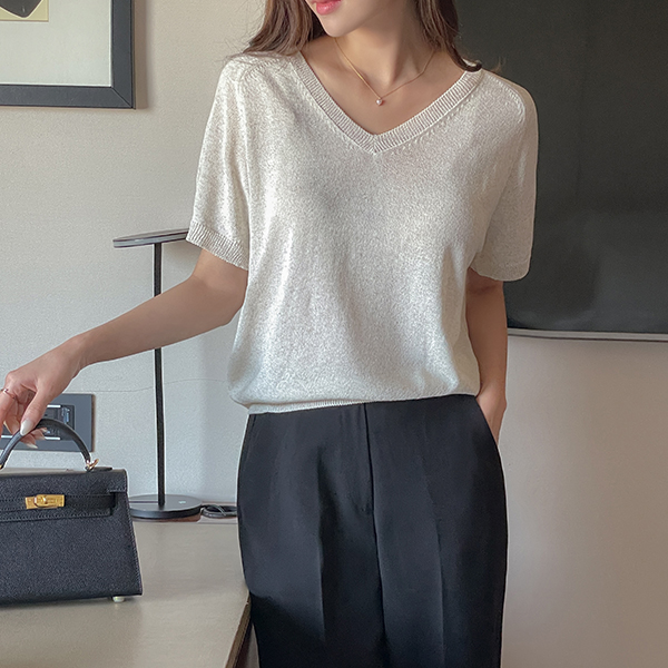 Easy Mood Summer Linen V-neck Knit