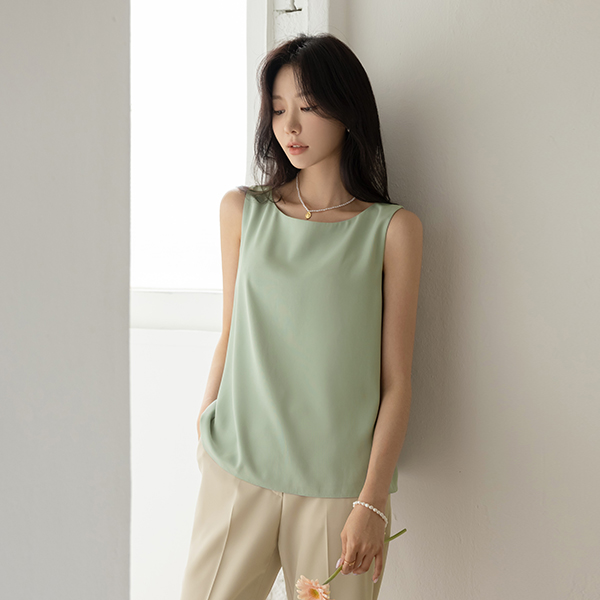 slender Neck 훌 Basic Sleeveless shirts Blouse