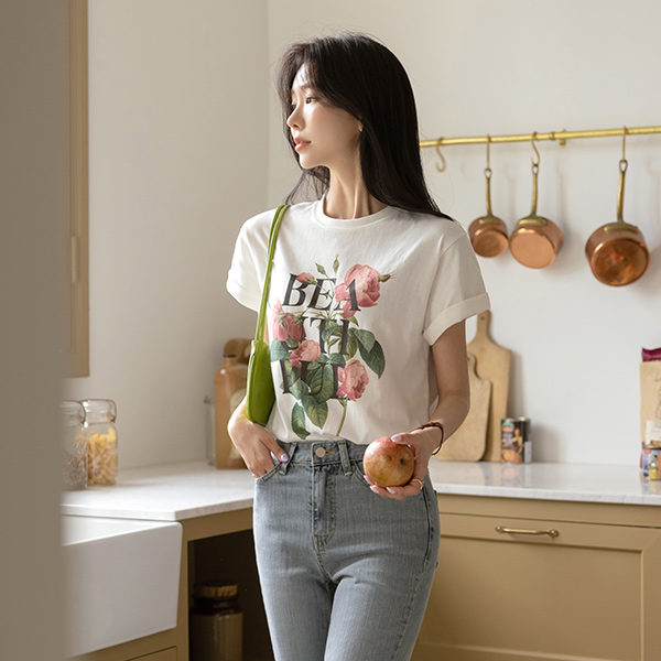 Flower Point Cotton T-shirt