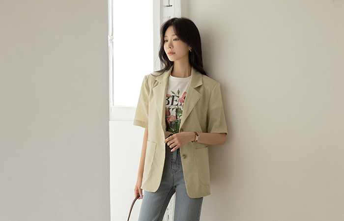 Mood 인 Wrinkle Fabric loose fit Summer Jacket