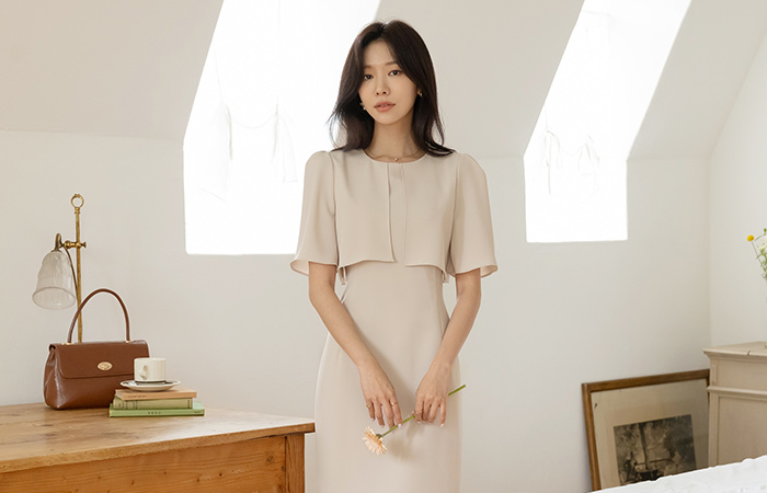 Soft wing Sleeves Cape Style Dress