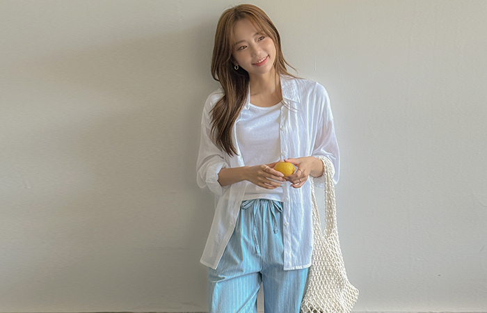 Pastel Color See-through Summer loose fit Shirt