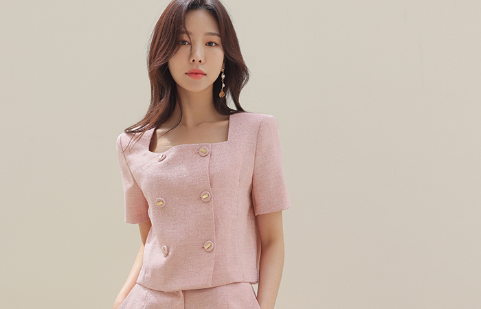Elegance Square Neck Summer Tweed Crop Jacket