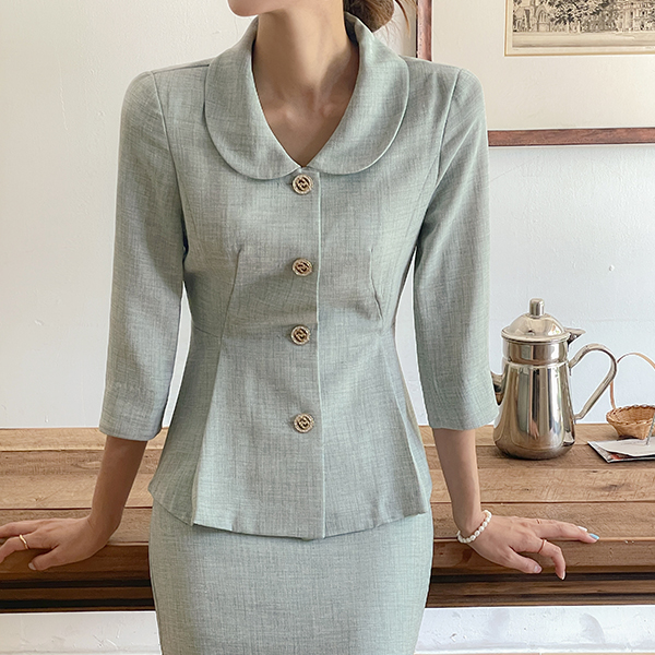 Silhouette Classic Peplum Summer Tweed Jacket