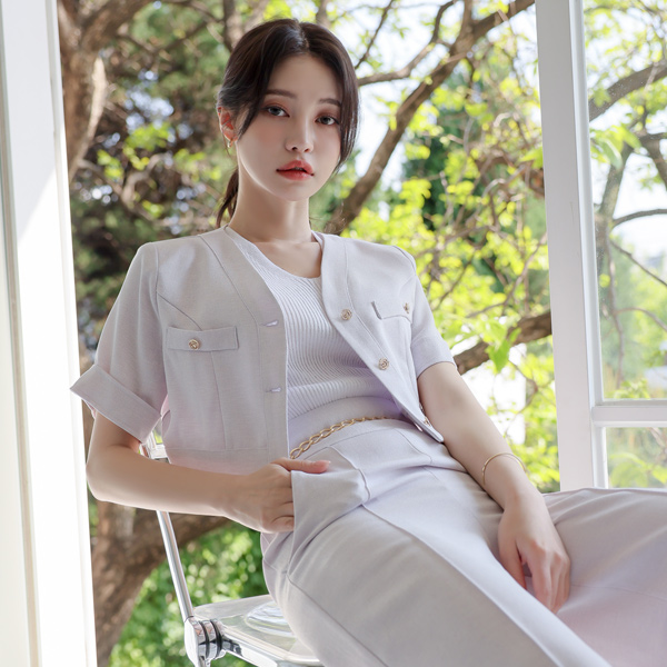 Cooling Tweed Roll-up Sleeves Short Jacket