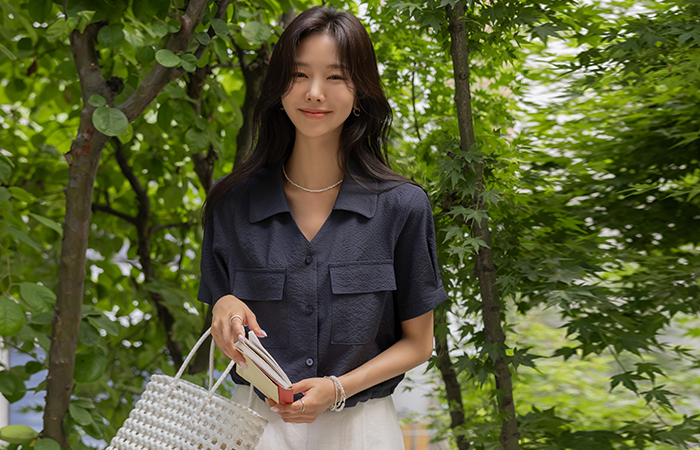 Simple Collar String Blouse Jacket