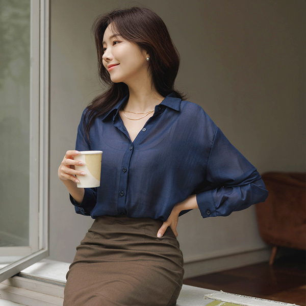 Light Point Color See-through Shirt