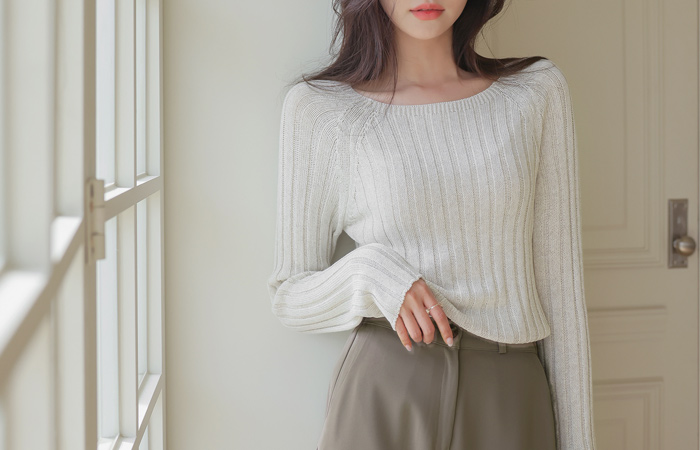 slender Neckline linen yarn Knit