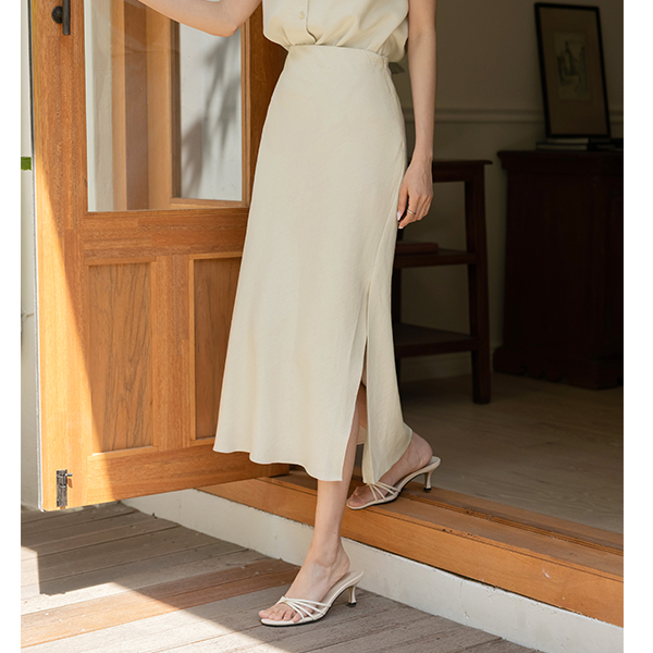 나나 Linen Slit Set-up Skirt