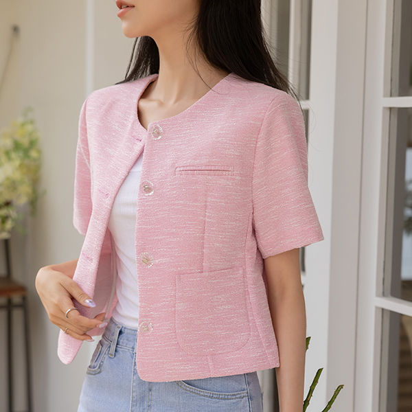 sweet Short-sleeve Tweed Jacket