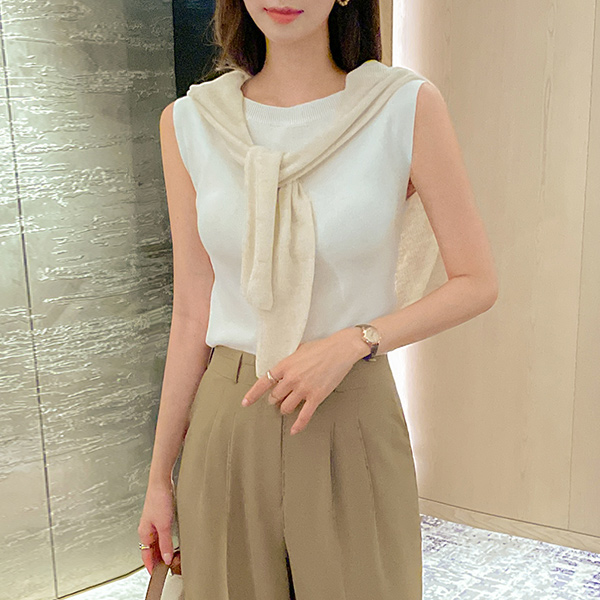 Lip-Neck Soft Span Sleeveless shirts Knit