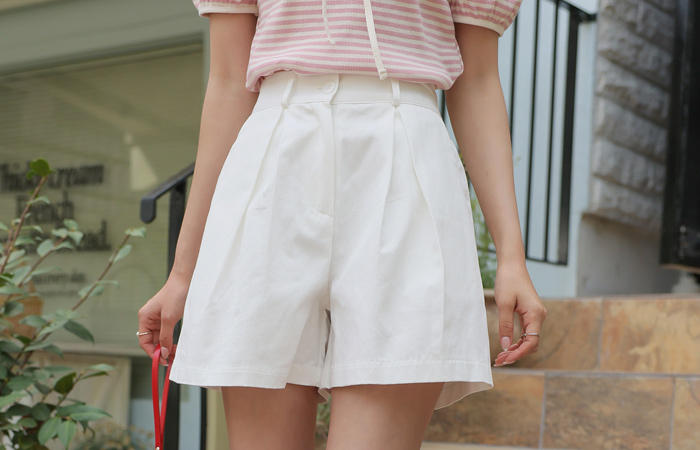 T Cotton 맞주름 Back Banding Harp Pants