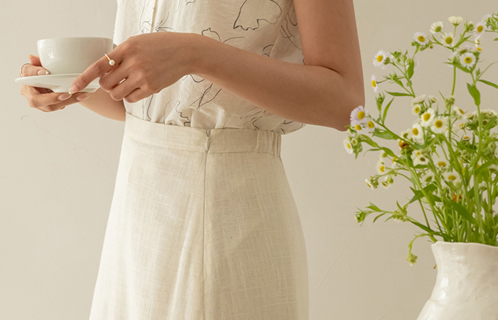 Colorful Summer Linen Back Banding 훌 Skirt
