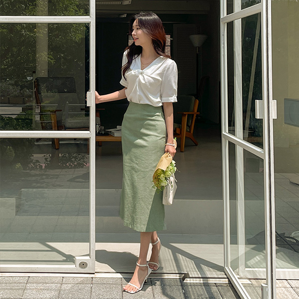 로에타 Check Semi- Mermaid Slim Fit Skirt