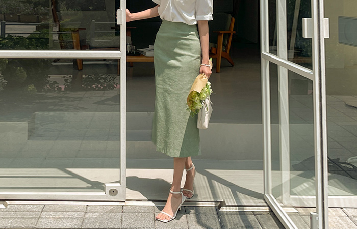 로에타 Check Semi- Mermaid Slim Fit Skirt