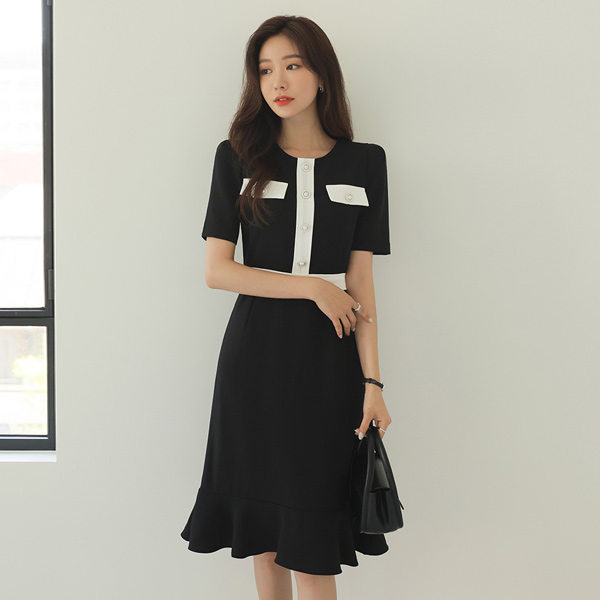 Pearl Point Sein Frill Line Dress