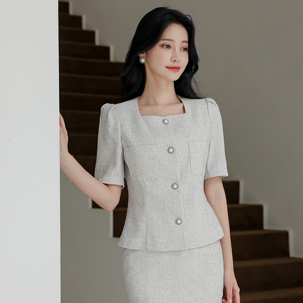 Summer Official Square Neck Short-sleeve Jacket