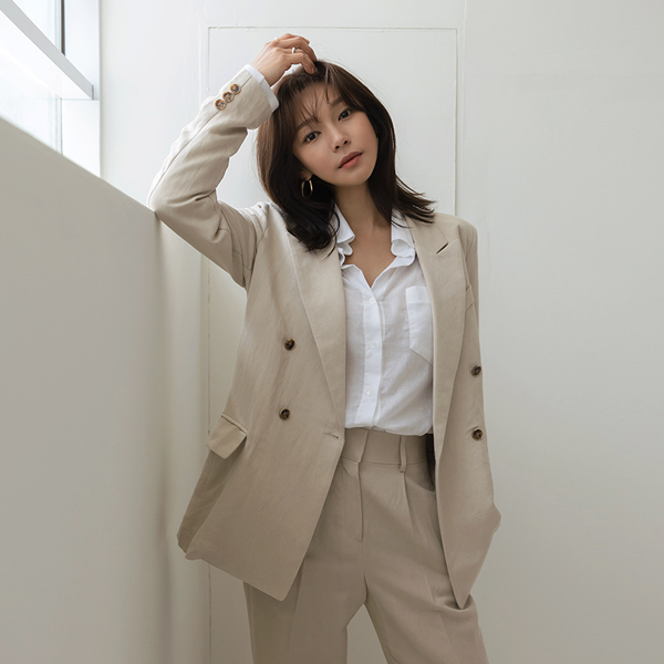 모먼트 Double Button Linen Modern Set-up Jacket