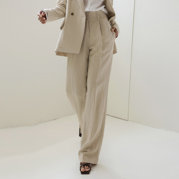 모먼트 Linen Modern Set-up wide fit Slacks