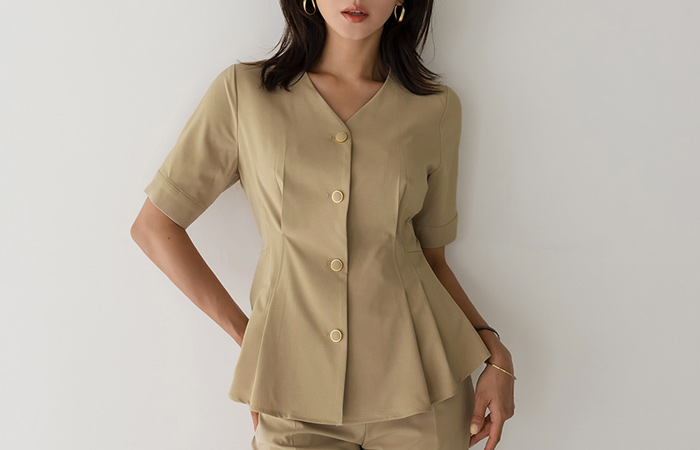 Blend 맞주름 Peplum Line Blouse