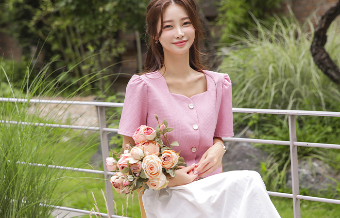 Sunshine Heart Neck Tweed Short-sleeve Jacket
