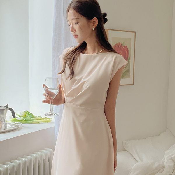 아뜰리에 여리넥 Side Shirring Long Dress