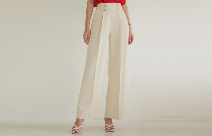 듀엘 Gold Double-button Pintuck Wide Slacks(summer)