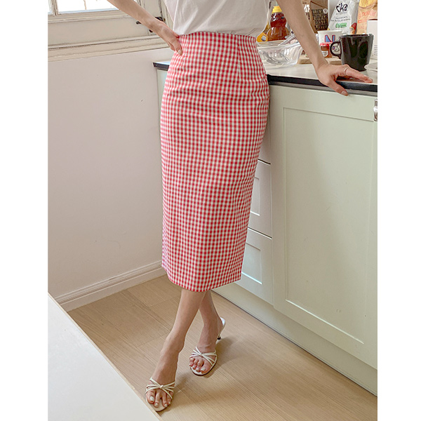 리리 Summer Check H-line Span Skirt