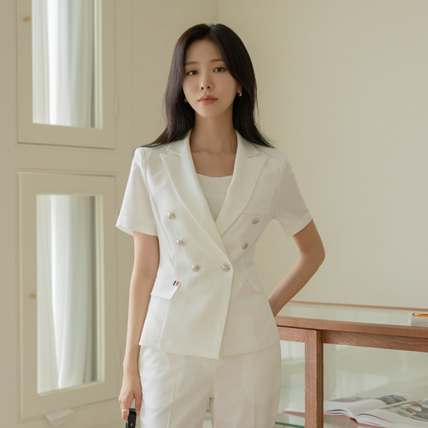 Firenze Silver Button Set-up Short-sleeve Jacket