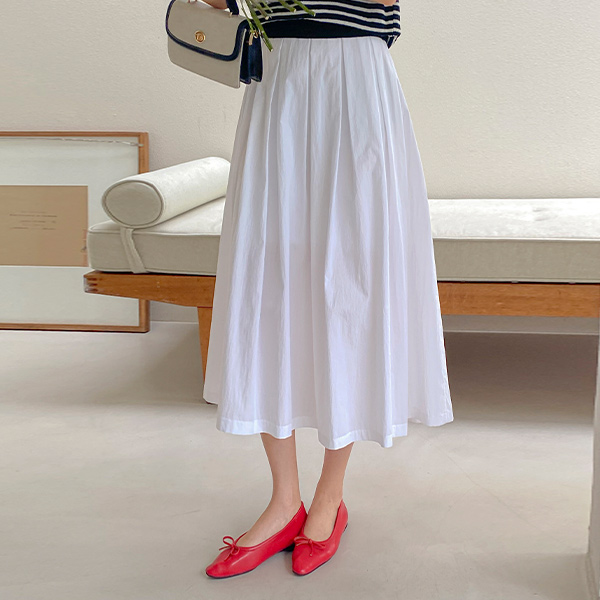 Pleats Rustlingly A-line Back Banding Skirt