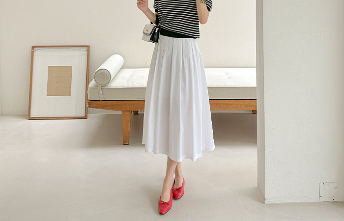 Pleats Rustlingly A-line Back Banding Skirt