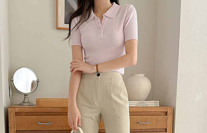 Simple Polo Cotton Summer Knit