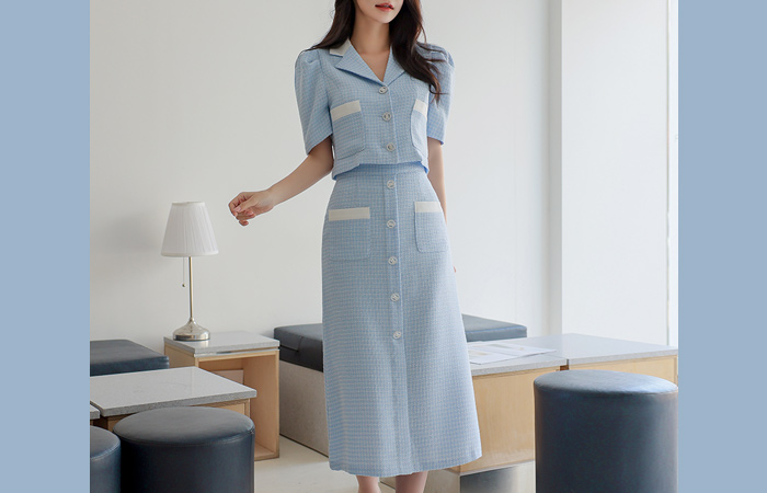 Summer Tweed A-line Button Skirt