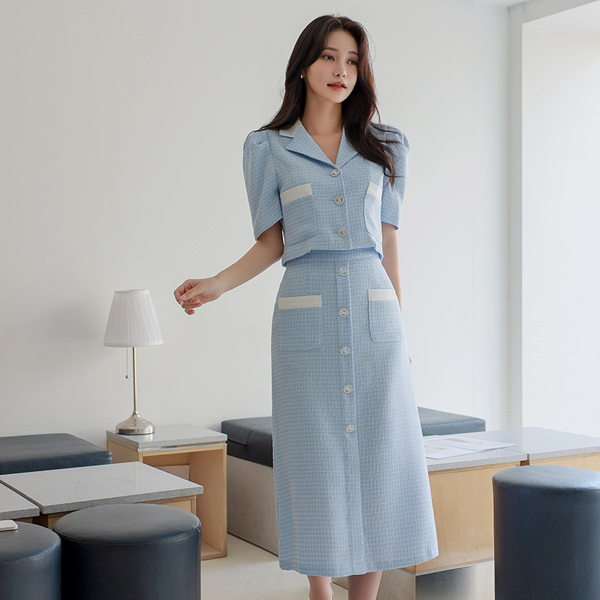 Summer Tweed A-line Button Skirt