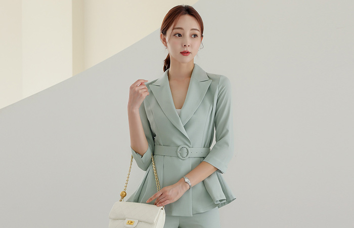 Cool light Pintuck Peplum Belted Jacket Ⅱ