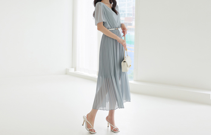 Graceful Chiffon Long Dress(short sleeves)