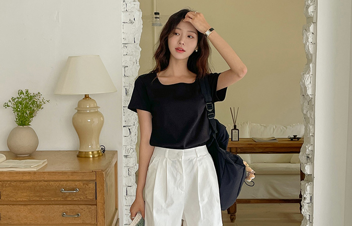 Eco 리싸이클 Square Neck Basic T-shirt