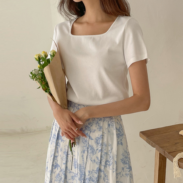 Eco 리싸이클 Square Neck Basic T-shirt