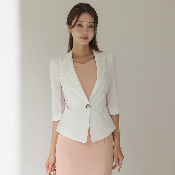 minimum Slim Fit See-through Color Combination Frill Jacket