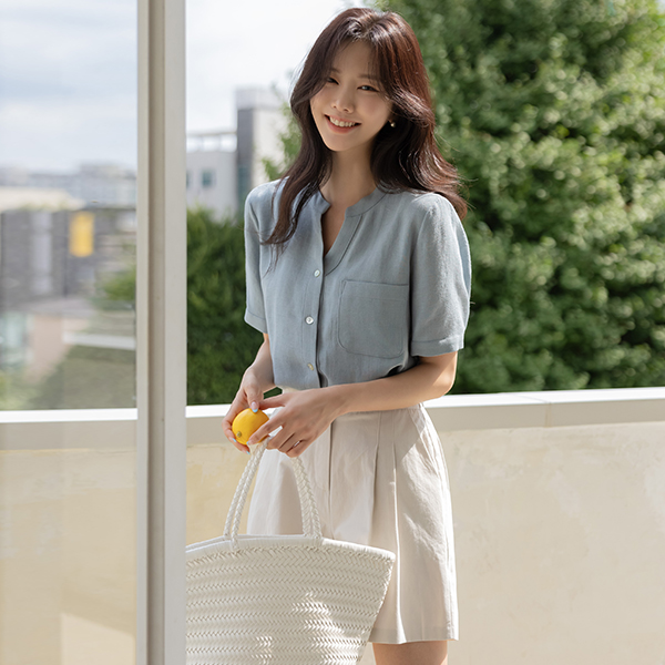 Official Chinese Collar Pocket Blouse