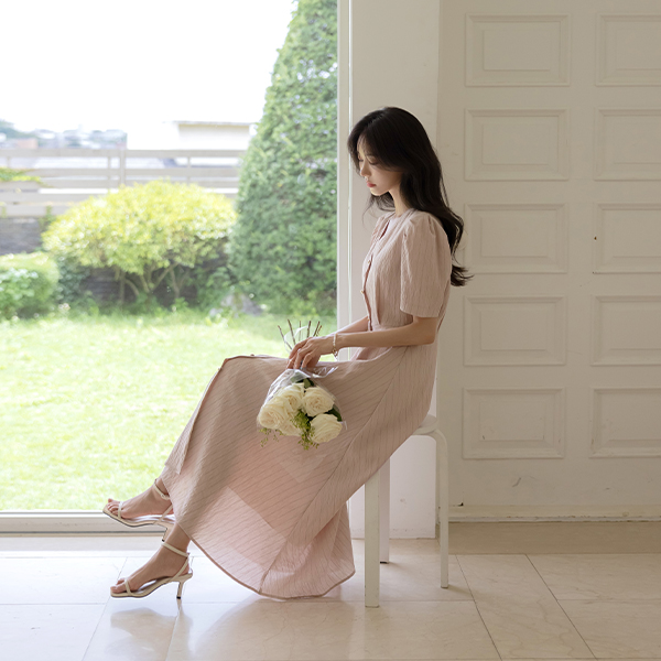 잔잔 Stripe Linen Dress