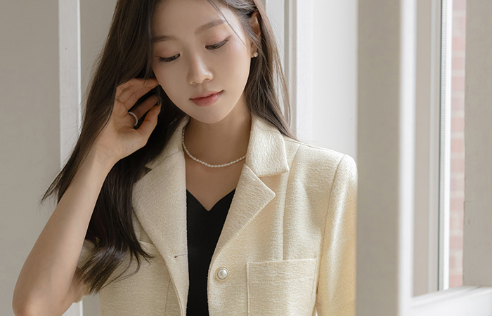 멘토 Pearl Button Summer Tweed Jacket